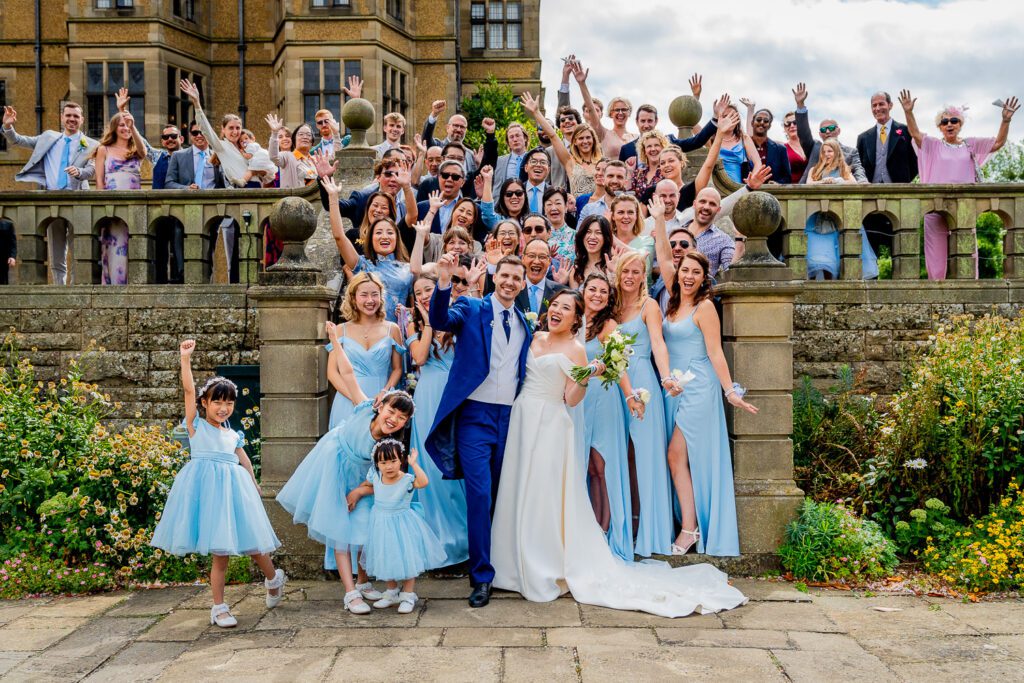 City and Francoise's wedding guests at Fanhams hall, Ware.im Payne Photography a Hertfordshire wedding photographer