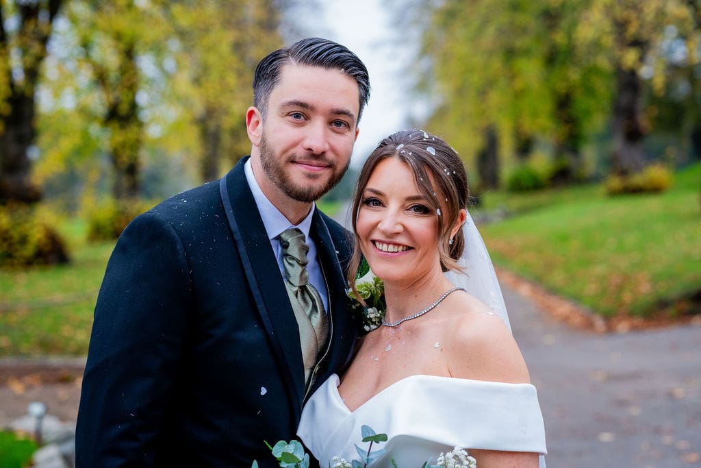 Close-up of the bridal couple at Brickendon Grange wedding venue