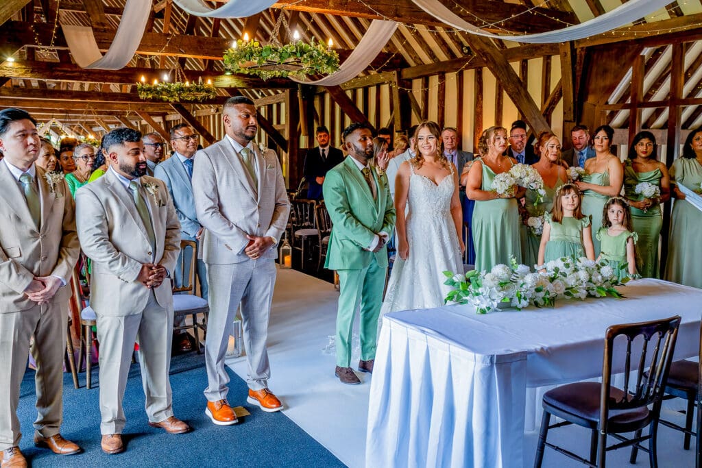 The bride and groom are about to be married at the Essendon County Club. Tim Payne Photography